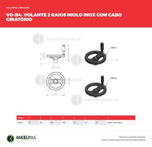 VOLANTE DOIS RAIOS COM CABO MIOLO INOX VO-B4 08343 F3 06504 