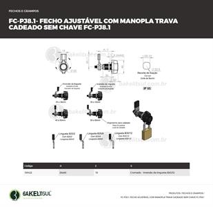 FECHO LINGUETA REGULÁVEL MANOPLA TRAVA P/ CADEADO FC-PJ81 08422 