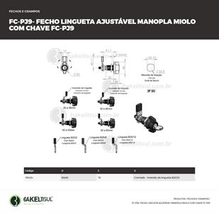 FECHO LINGUETA REGULÁVEL MANOPLA COM CHAVE FC-PJ9 08424 