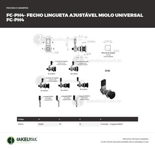 FECHO LINGUETA AJUSTÁVEL MIOLO UNIVERSAL FC-PH4 08443 