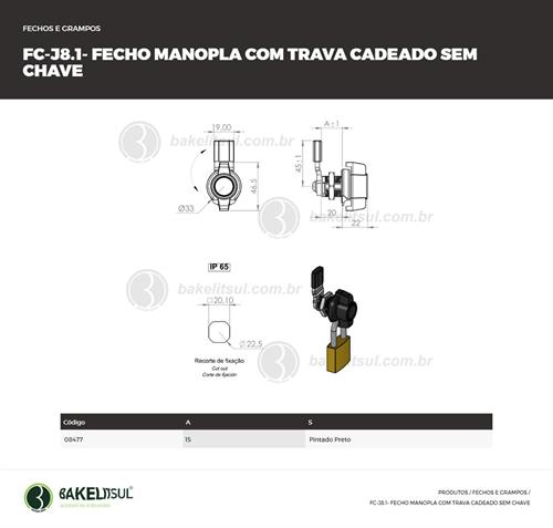 FECHO LINGUETA METÁLICO MANOPLA TRAVA P/ CADEADO FC-J81 08477 