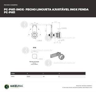 FECHO LINGUETA INOX REGULÁVEL MIOLO FENDA FC-PHI1 08573 