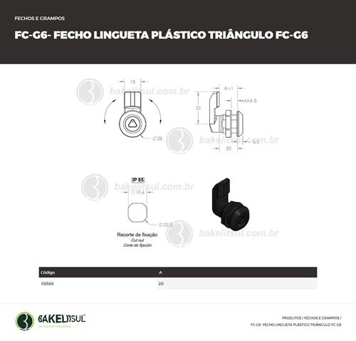 FECHO LINGUETA PLÁSTICO MIOLO TRIÂNGULO FC-G6 08586 