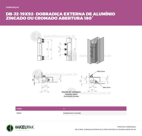 DOBRADIÇA ALUMÍNIO DB-J2 08623 
