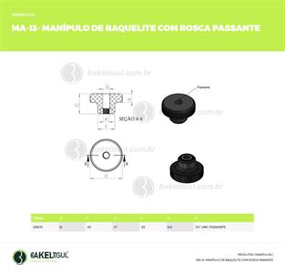 MANÍPULO REDONDO DE BAQUELITE 47MM ROSCA INTERNA PASSANTE 08673 