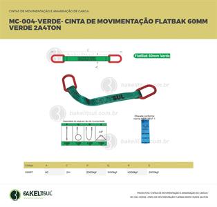 CINTA DE MOVIMENTAÇÃO FLATBAK 60MM VERDE 2 A 4 TONELADAS MC-FLAT BAK 08897 