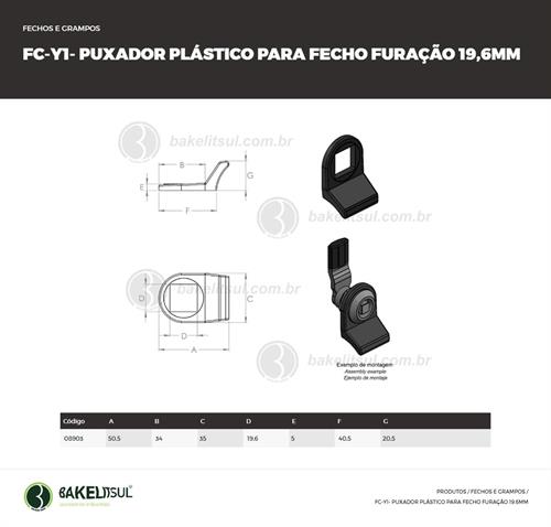 PUXADOR PARA FECHO LINGUETA FURAÇÃO 19,6mm 08903 