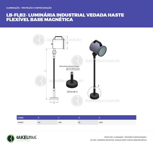 LUMINÁRIA FLEXÍVEL VEDADA PARA MÁQUINAS LB-FLB2 08909 