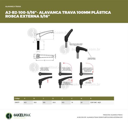 AJUSTADOR ALAVANCA TRAVA 100MM PLÁSTICA ROSCA EXTERNA 5/16" 09077 