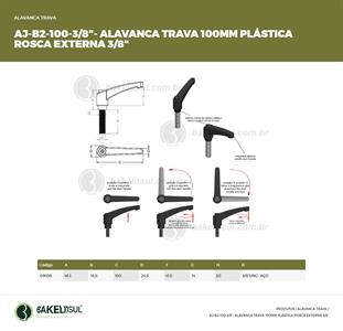 AJUSTADOR ALAVANCA TRAVA 100MM PLÁSTICA ROSCA EXTERNA 3/8" 09095 