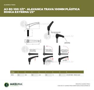 AJUSTADOR ALAVANCA TRAVA 100MM PLÁSTICA ROSCA EXTERNA 1/2" 09113 