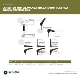 AJUSTADOR ALAVANCA TRAVA 100MM PLÁSTICA ROSCA EXTERNA M10 09167 