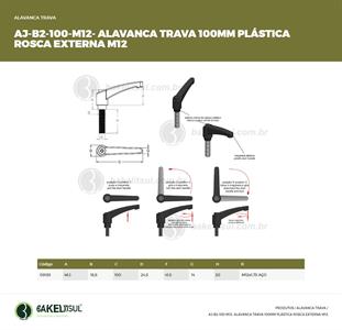 AJUSTADOR ALAVANCA TRAVA 100MM PLÁSTICA ROSCA EXTERNA M12 09185 