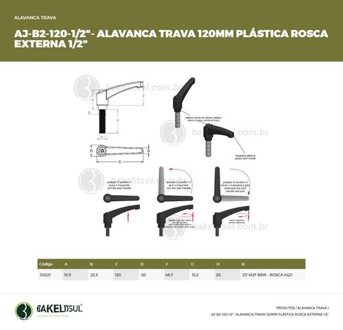 AJUSTADOR ALAVANCA TRAVA 120MM PLÁSTICA ROSCA EXTERNA 1/2" 09221 