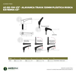 AJUSTADOR ALAVANCA TRAVA 120MM PLÁSTICA ROSCA EXTERNA 1/2" 09221 