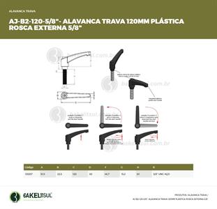 AJUSTADOR ALAVANCA TRAVA 120MM PLÁSTICA ROSCA EXTERNA-5/8" 09257 