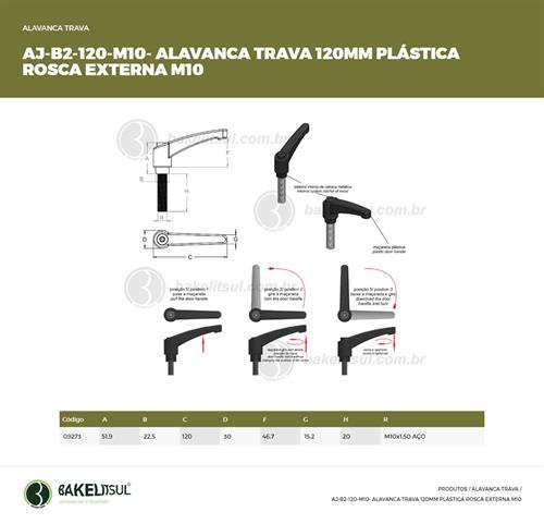 AJUSTADOR ALAVANCA TRAVA 120MM PLÁSTICA ROSCA EXTERNA M10 09273 
