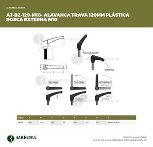 AJUSTADOR ALAVANCA TRAVA 120MM PLÁSTICA ROSCA EXTERNA M10 09273 