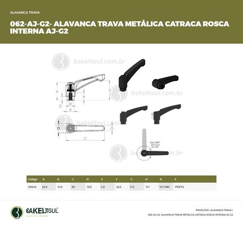 AJUSTADOR ALAVANCA TRAVA METÁLICA ROSCA INTERNA AJ-G2 09346 F3 04904 