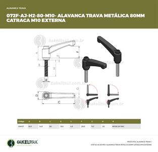 AJUSTADOR ALAVANCA TRAVA 80MM METÁLICA ROSCA EXTERNA-M10 09457 F3 06947 