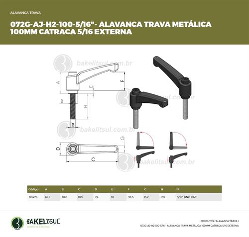 AJUSTADOR ALAVANCA TRAVA 100MM METÁLICA ROSCA EXTERNA-5/16" 09475 F3 06965 