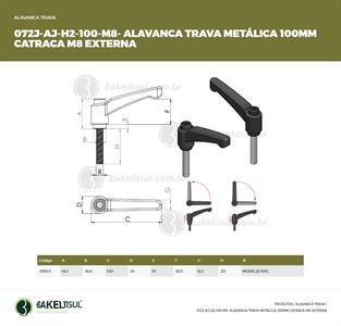 AJUSTADOR ALAVANCA TRAVA 100MM METÁLICA ROSCA EXTERNA-M8 09547 F3 07038 
