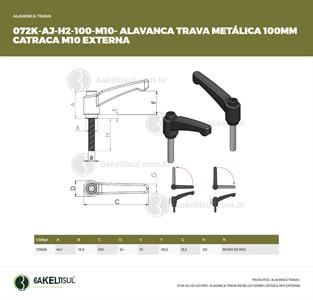 AJUSTADOR ALAVANCA TRAVA 100MM METÁLICA ROSCA EXTERNA-M10 09565 F3 07056 
