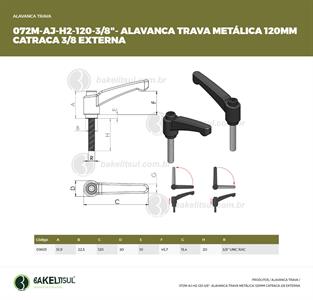 AJUSTADOR ALAVANCA TRAVA 120MM METÁLICA ROSCA EXTERNA-3/8 09601 F3 07092 