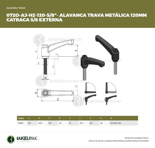 AJUSTADOR ALAVANCA TRAVA 120MM METÁLICA ROSCA EXTERNA-5/8" 09655 F3 07146 