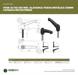 AJUSTADOR ALAVANCA TRAVA 120MM METÁLICA ROSCA EXTERNA-M16 09707 F3 07198 