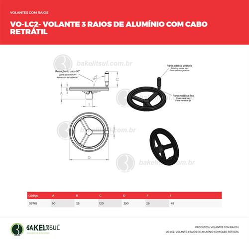 VOLANTE 3 RAIOS DE ALUMÍNIO COM CABO RETRÁTIL 09763 F3 07281 