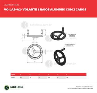 VOLANTE 3 RAIOS DE ALUMÍNIO COM CABOS GIRATÓRIOS 09766 F3 07284 