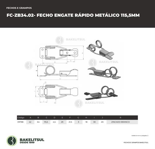 FECHO RÁPIDO DE PRESSÃO AÇO 115,5MM ZB-34.02 09788 F3 07306 