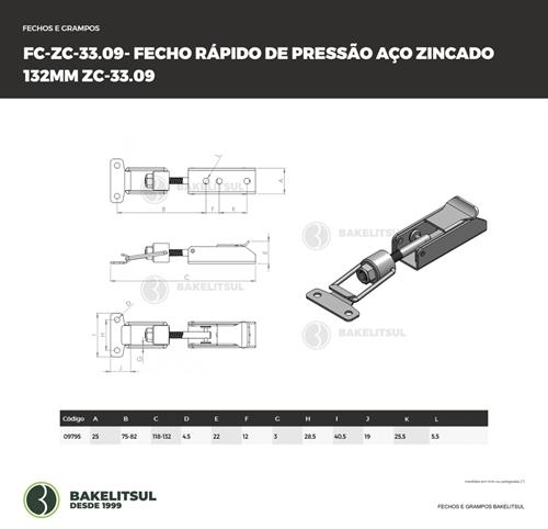 FECHO RÁPIDO DE PRESSÃO AÇO 132MM ZC-33.09 09795 F3 07313 