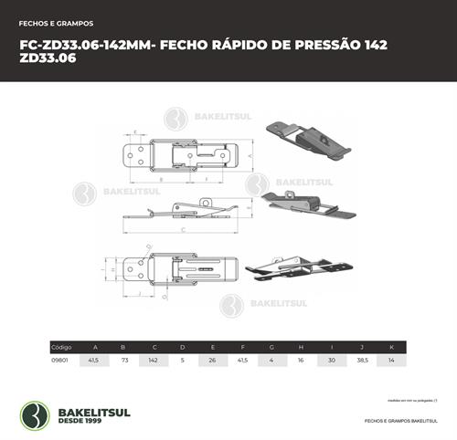 FECHO RÁPIDO DE PRESSÃO AÇO 142MM ZD-33.06 09801 F3 07319 