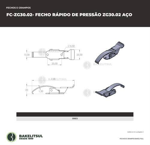 FECHO RÁPIDO DE PRESSÃO AÇO 121MM ZG-30.02 09803 F3 07321 