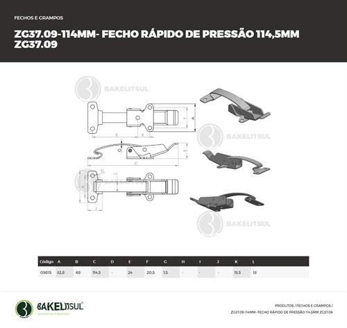 FECHO RÁPIDO DE PRESSÃO AÇO 114MM ZG-37.09 09815 F3 07333 