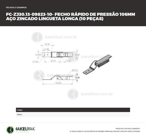 FECHO RÁPIDO DE PRESSÃO AÇO/INOX 106MM ZJ-30.13 09823 F3 07341 
