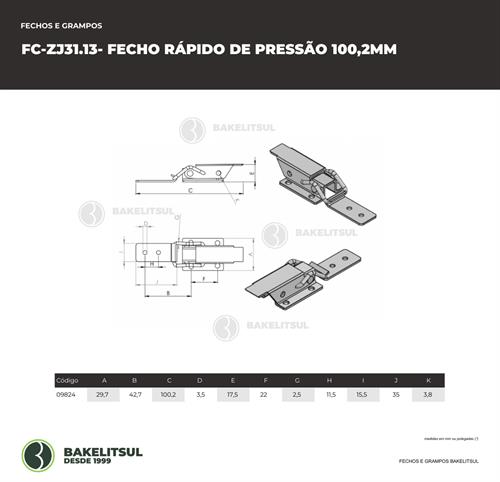 FECHO RÁPIDO DE PRESSÃO AÇO 100MM ZJ-31.13 09824 F3 07342 