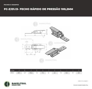 FECHO RÁPIDO DE PRESSÃO AÇO 100MM ZJ-31.13 09824 F3 07342 