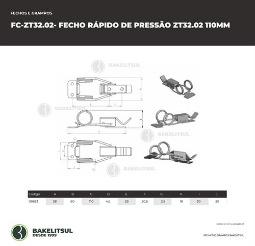 FECHO RÁPIDO DE PRESSÃO AÇO 110MM ZT-32.02 09833 F3 07351 