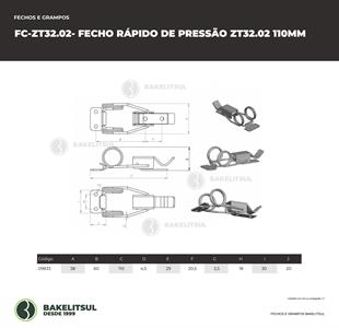 FECHO RÁPIDO DE PRESSÃO AÇO 110MM ZT-32.02 09833 F3 07351 
