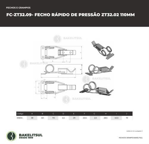 FECHO RÁPIDO DE PRESSÃO AÇO 110MM ZT-32.09 09834 F3 07352 
