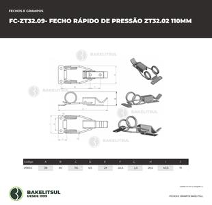 FECHO RÁPIDO DE PRESSÃO AÇO 110MM ZT-32.09 09834 F3 07352 