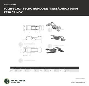 FECHO RÁPIDO DE PRESSÃO INOX 99MM ZB-30.02 09842 F3 07360 