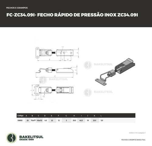 FECHO RÁPIDO DE PRESSÃO INOX 132MM ZC-34.09 09853 F3 07371 