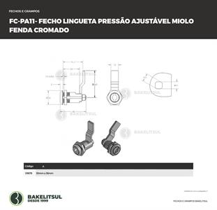 FECHO LINGUETA PRESSÃO AJUSTÁVEL MIOLO FENDA CROMADO 09878 