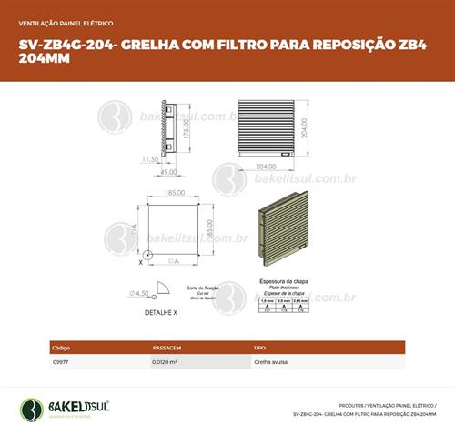 GRELHA DE VENTILAÇÃO OU EXAUSTÃO PARA VENTILADOR VQ-120 SV-ZB4-204 09977 