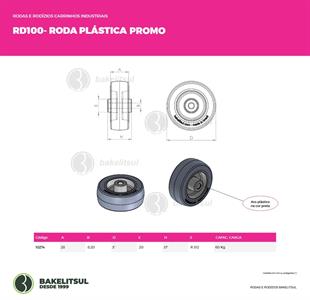 RODA PV PLÁSTICA LINHA LEVE 25 A 125KGF PROMO 10274 