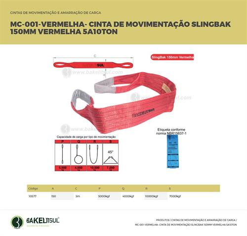 CINTA DE MOVIMENTAÇÃO SLINGBAK 150MM 10 TONELADAS 10577 